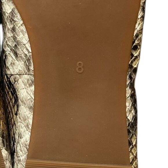 Madewell Cory Snake Embossed Flats Womens 8M Brown Tan Leather Ballet Shoes - Picture 8 of 8